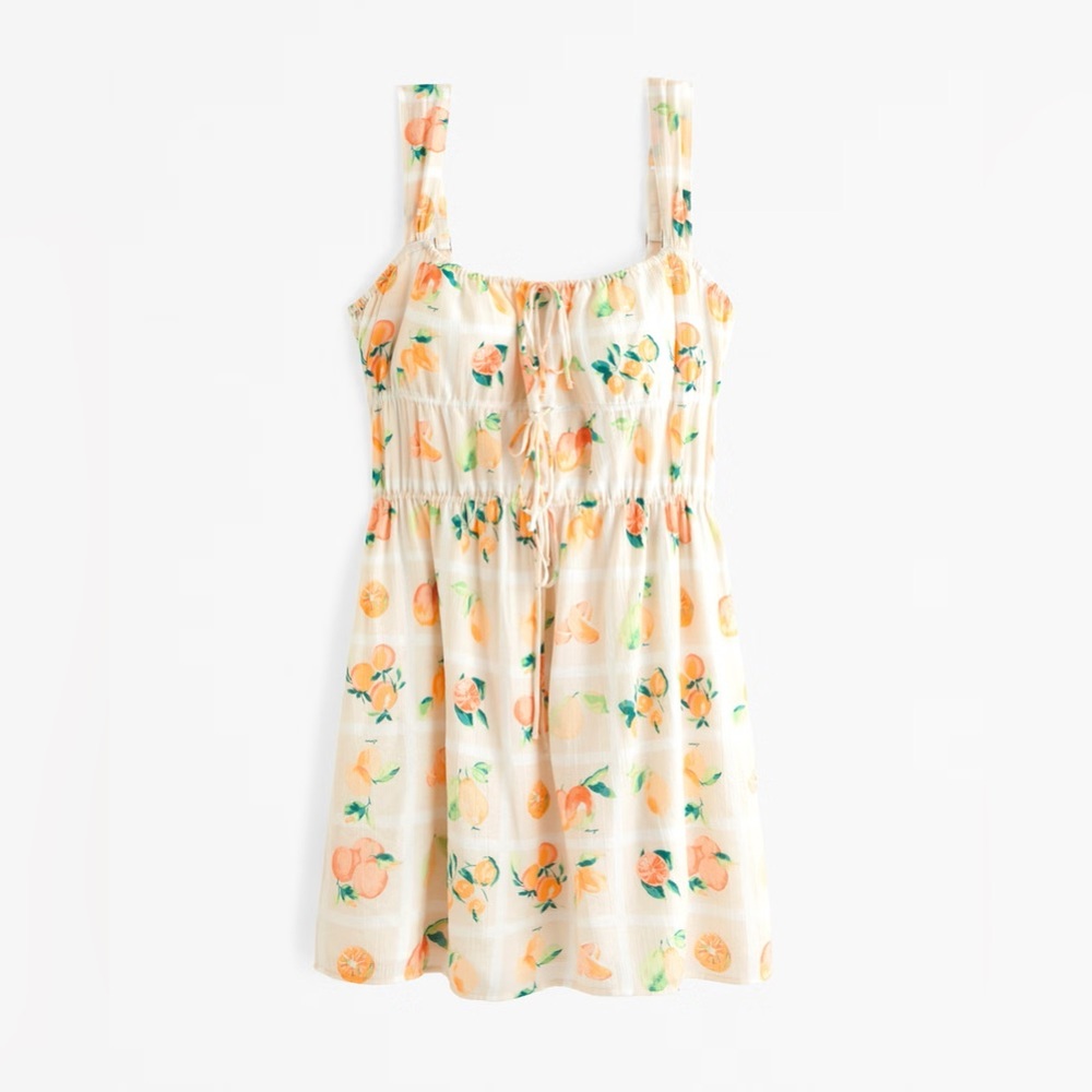 Abercrombie summer fruit print tie front mini dress